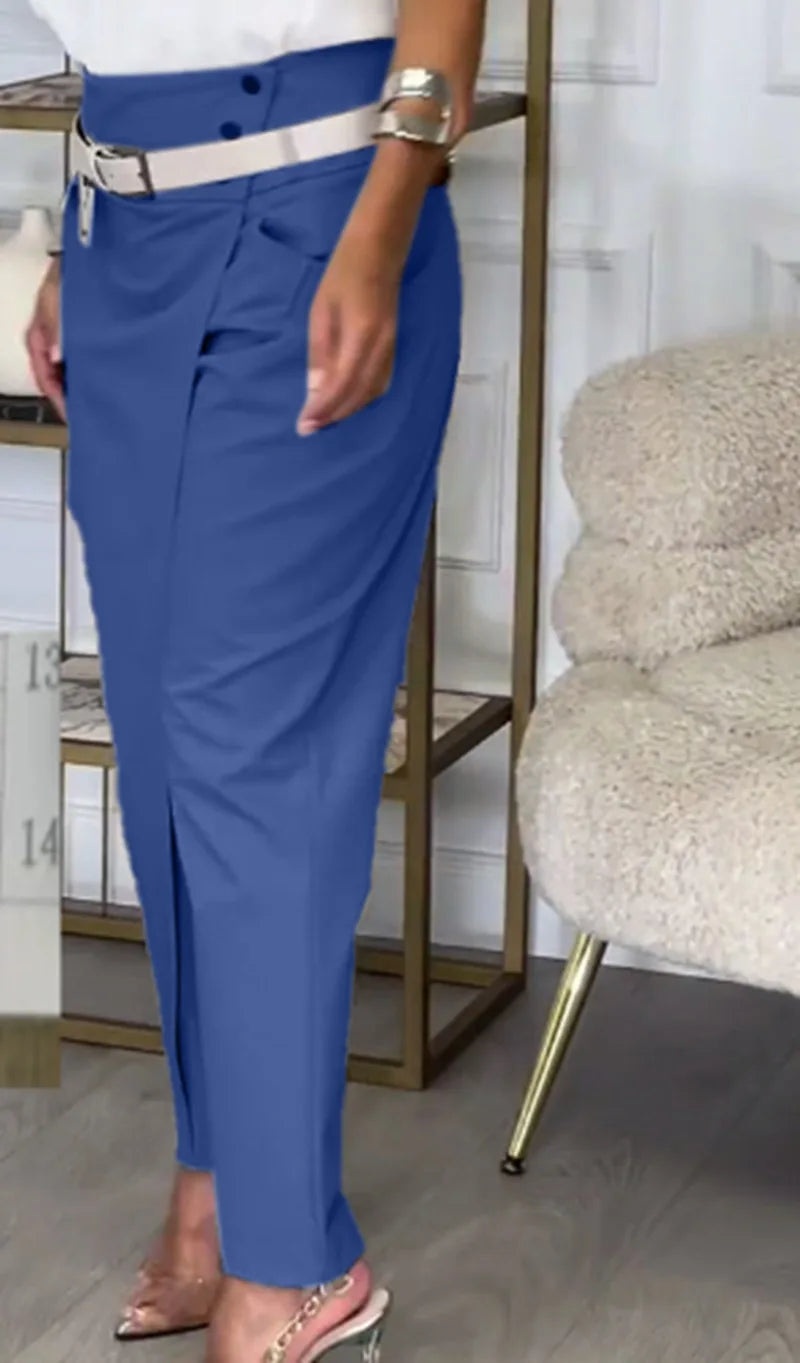 Asymmetric High Waist Suit Pants
