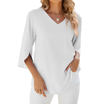 Elegant V-Neck Chiffon Blouse