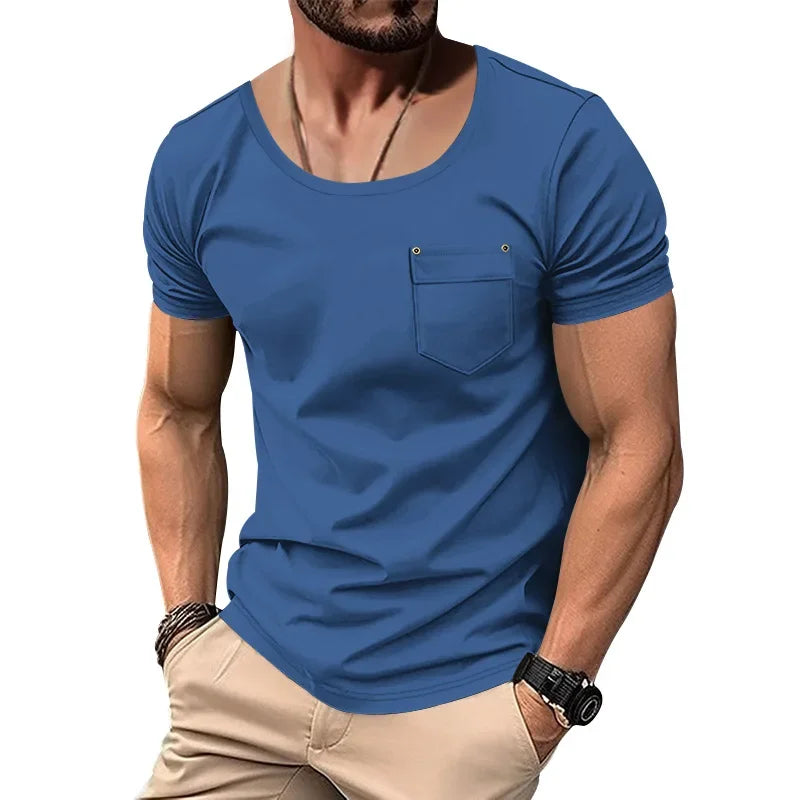 Men’s U-Neck Solid Casual T-Shirt