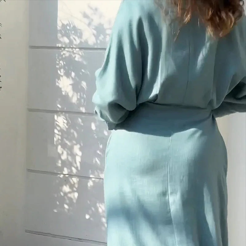 Autumn Grace V-Neck Shirt Dress
