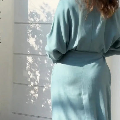 Autumn Grace V-Neck Shirt Dress
