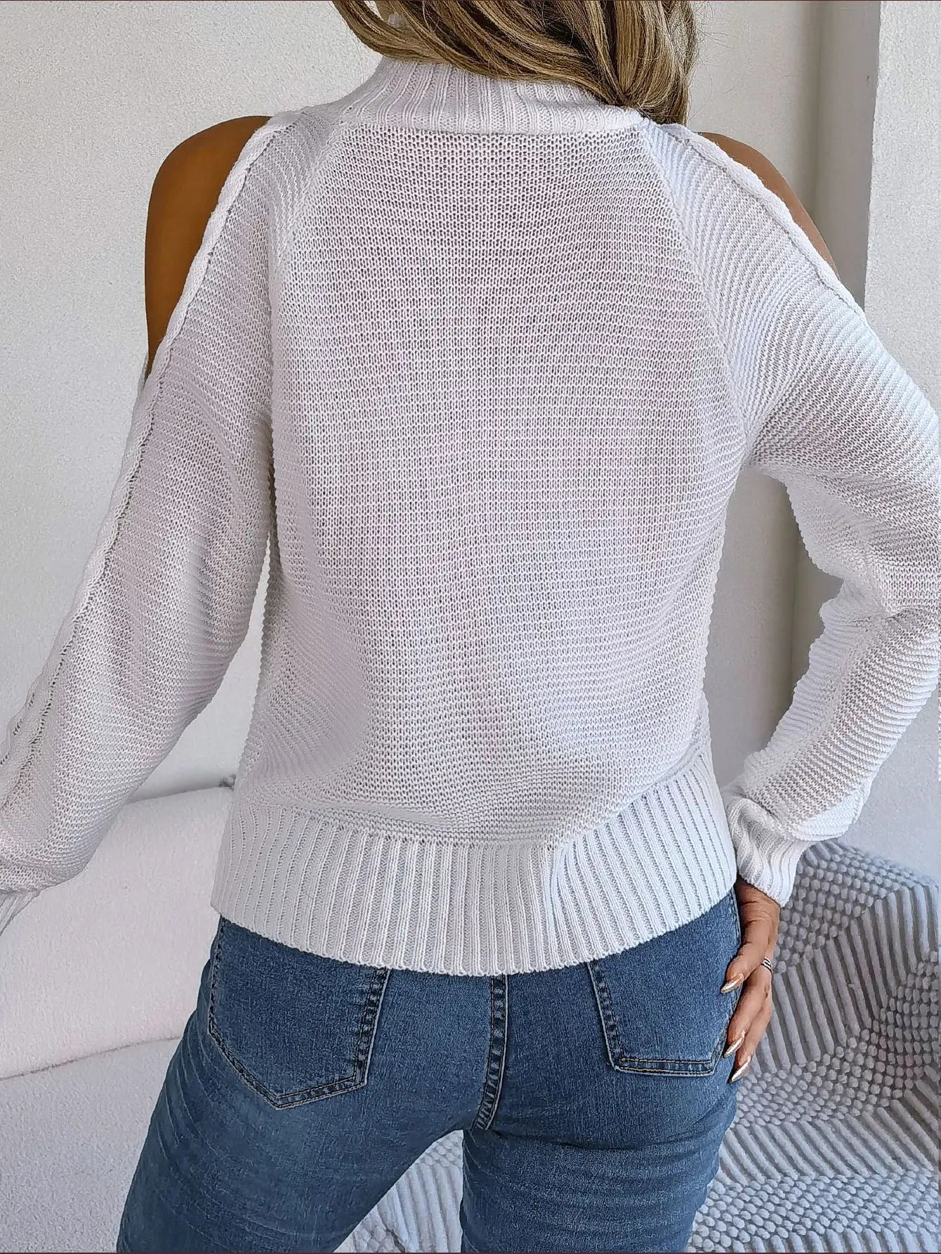 Chill Grace Turtleneck Cold Shoulder Sweater