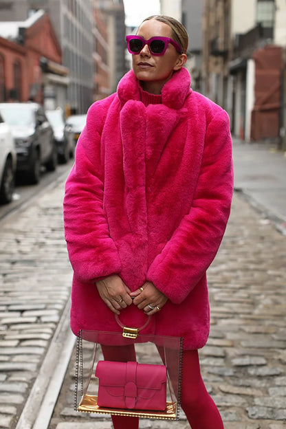 PlushLuxe Long Lapel Fur Coat