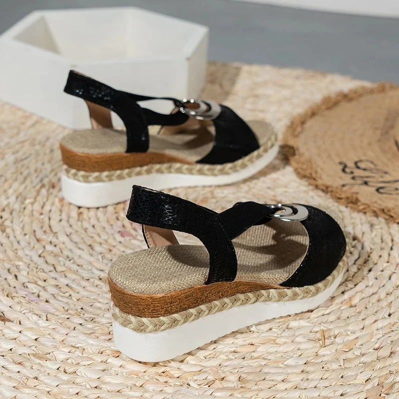 Snake Print Wedge Gladiator Sandals