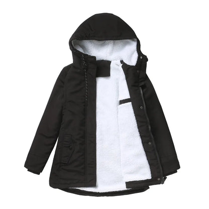 Women’s Thickened Lamb Velvet Parka – Hooded Winter Coat