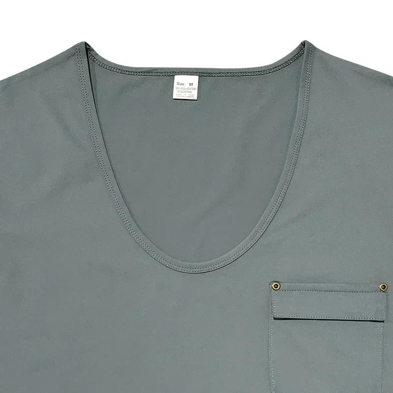 Men’s U-Neck Solid Casual T-Shirt