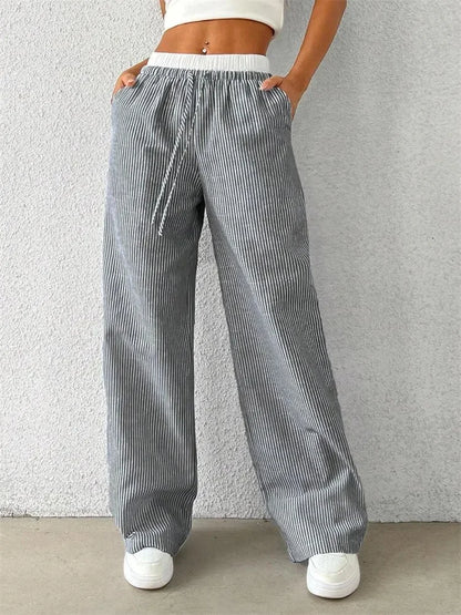 Striped Wide Leg Woven Pants
