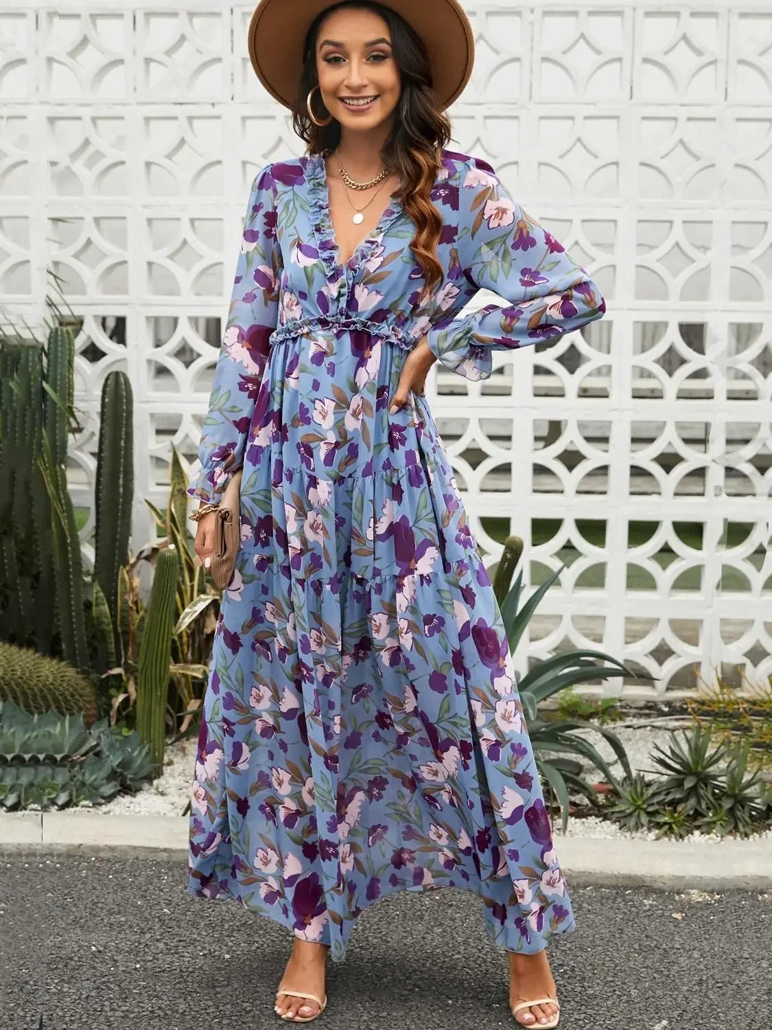 Chic Boho Ruffle Maxi Dress