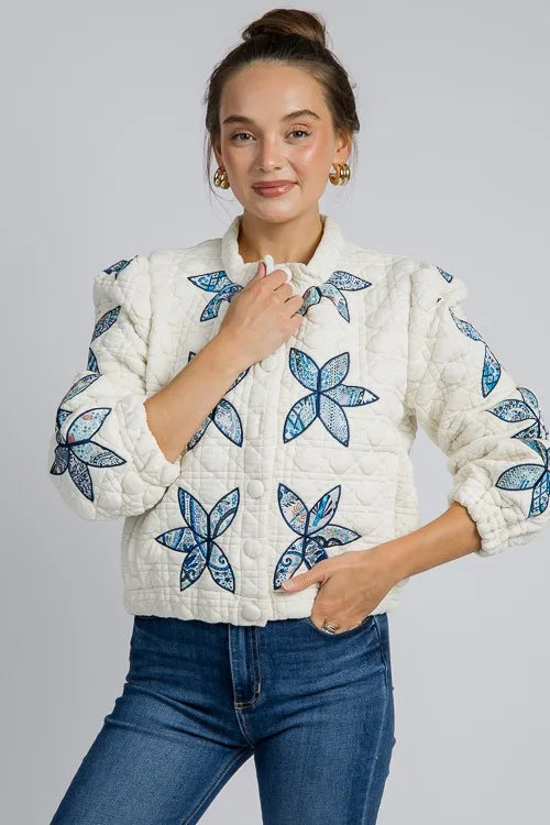 BloomNest Quilted Bomber Jacket