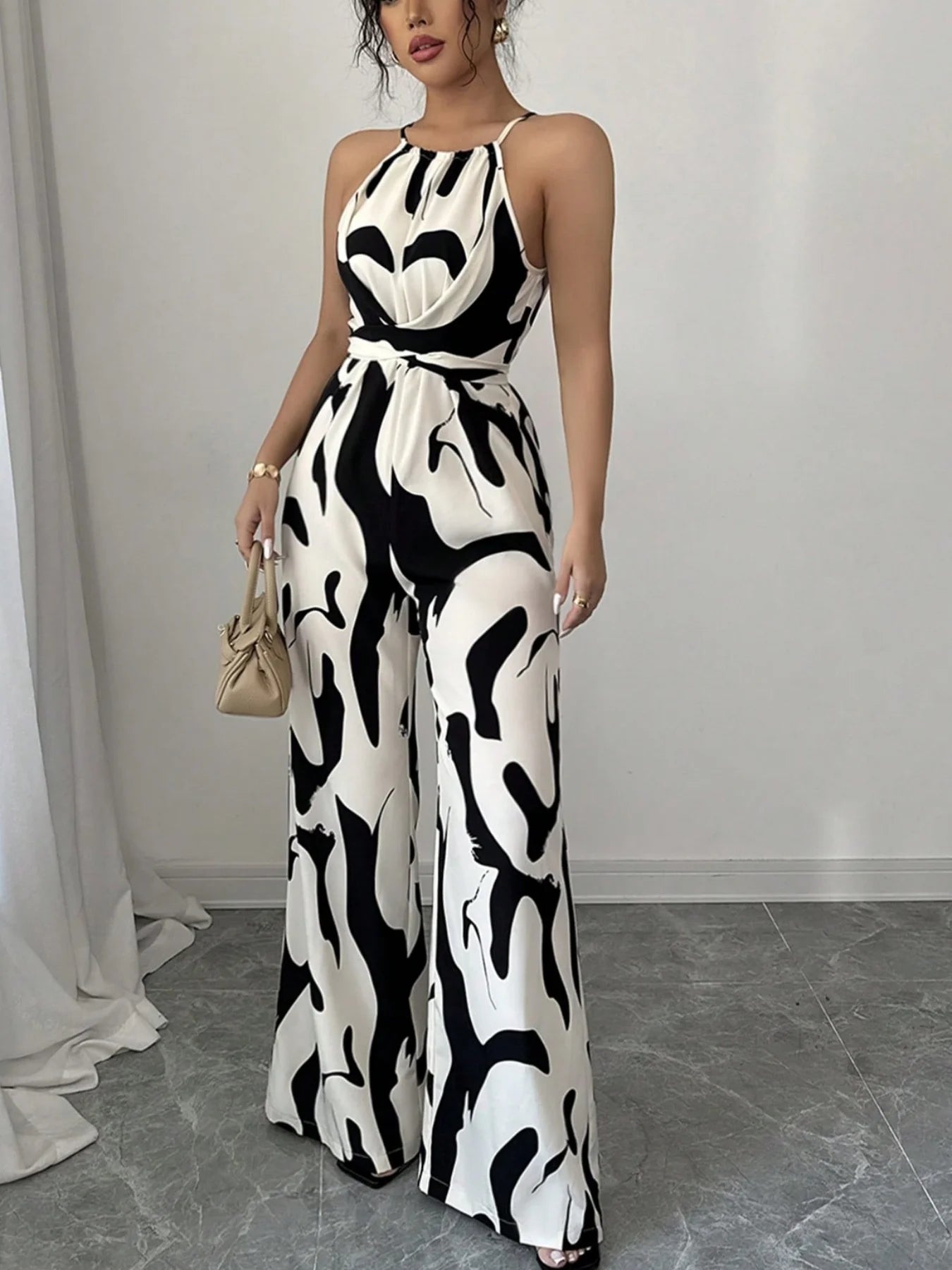 Bloom Muse Retro Halter Print Jumpsuit