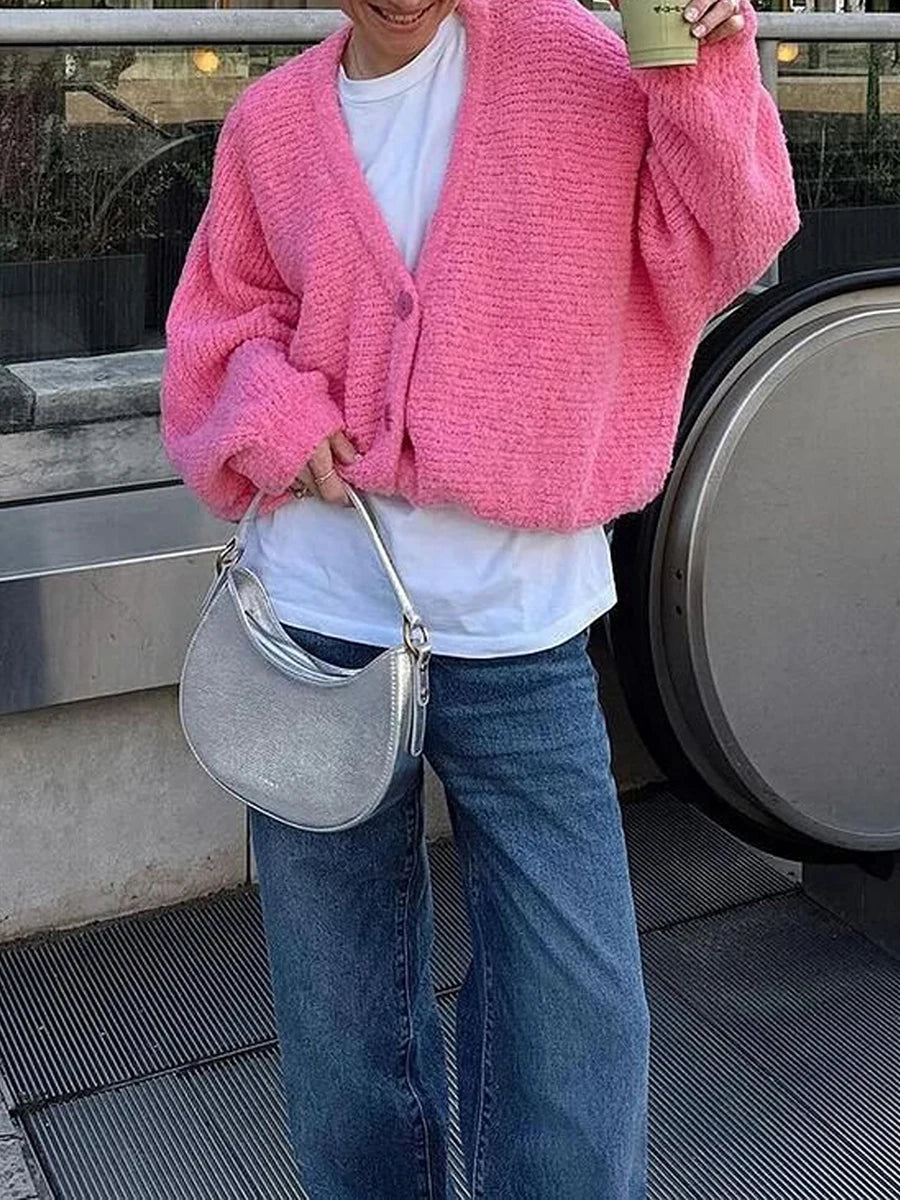 Cozy Vibe Fuzzy Button-Up Cardigan