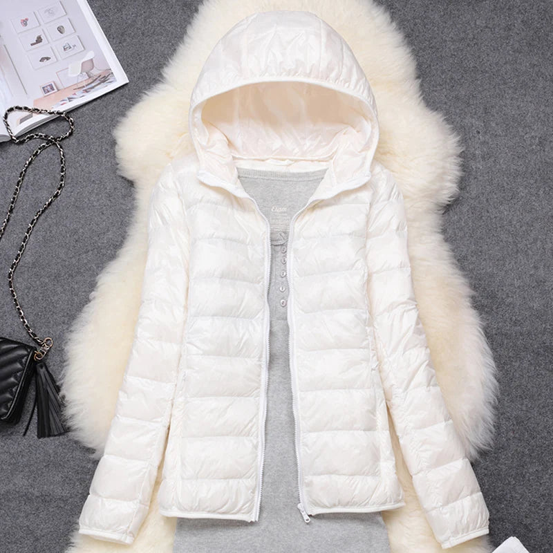 Women's Lightweight Hooded Duck Down Puffer Jacket