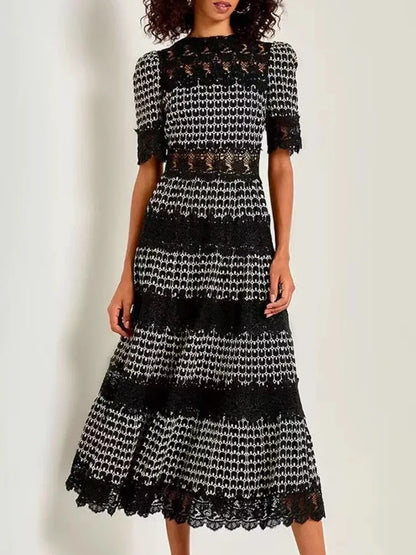 Crimson Charm Tiered Midi Dress