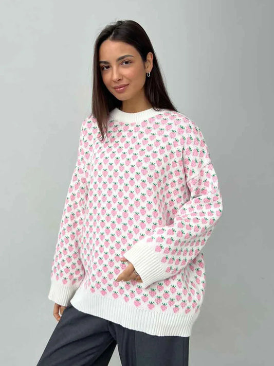 Cozy Strawberry Knit Sweater