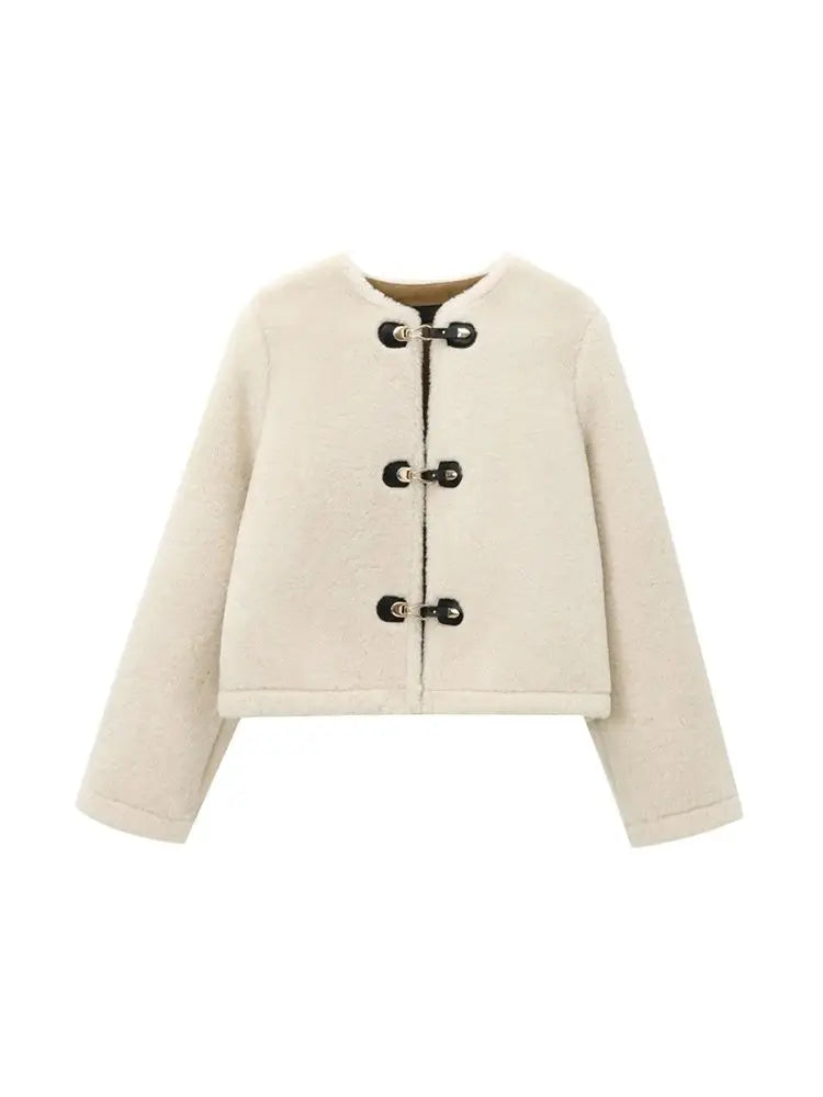 Thick Faux Fur Toggle Jacket