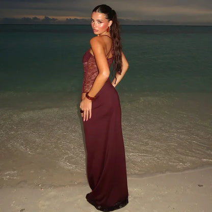 Tuularose Lace Backless Maxi Dress