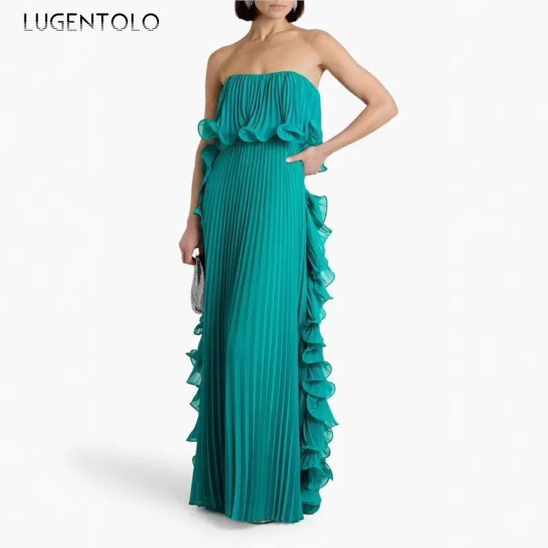 Sunset Breeze Pleated Chiffon Dress