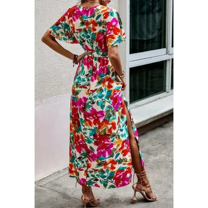 Elegant Curve V-Neck Belted Dress