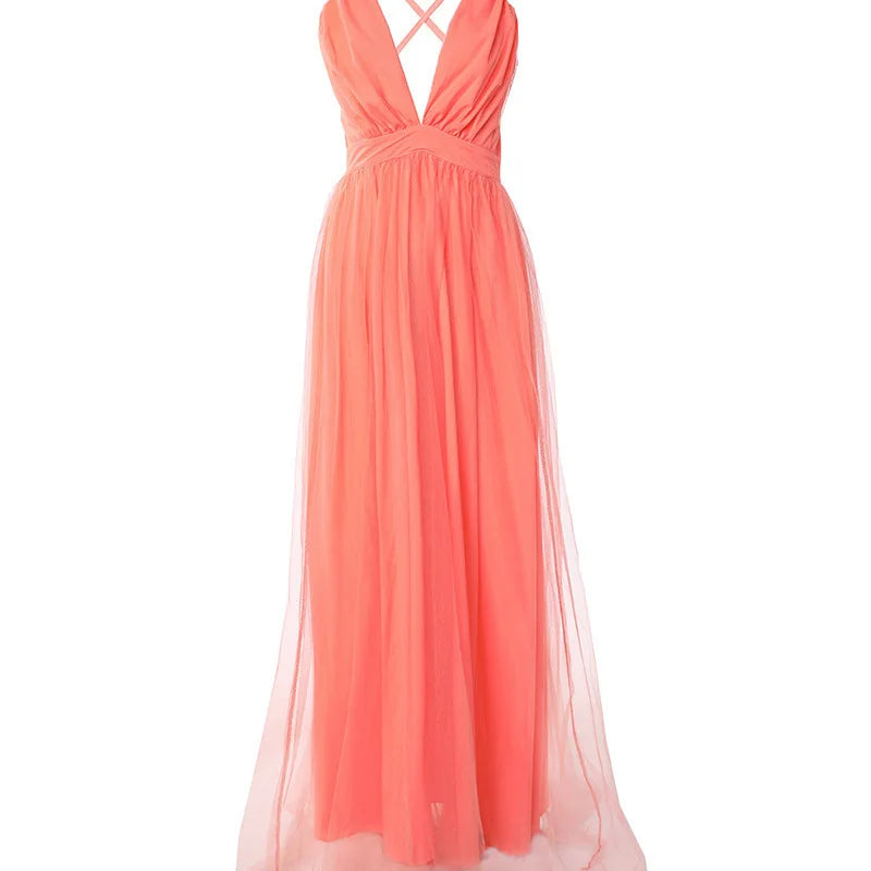 Lace Glam V-Neck Maxi Dress