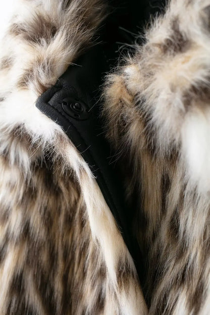 Lapel Luxe Leopard Faux Fur Coat