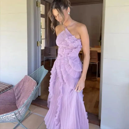 Ruffled Elegance Backless Y2K Party Dress