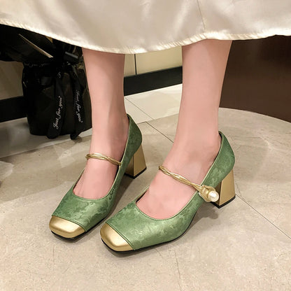 Elegant Charm Block Heel Pumps