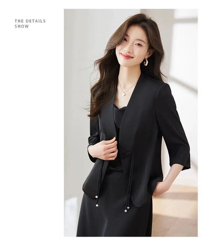 Slim Fit Short Sleeve Blazer Top