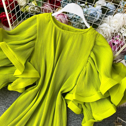 Flutter Grace Pleated Chiffon Blouse