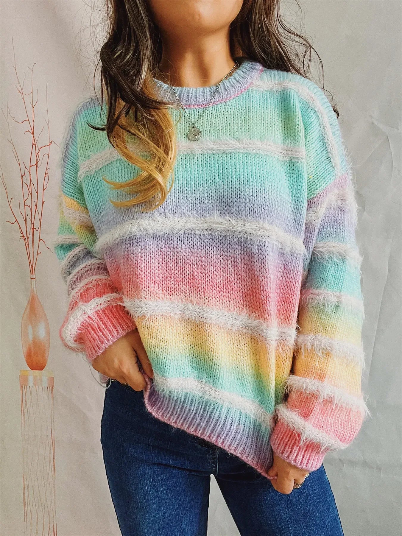 Cozy Gradient Stripe Knit Sweater