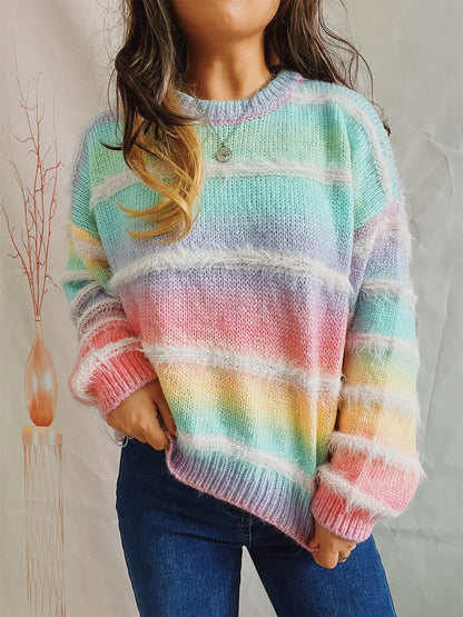 Cozy Gradient Stripe Knit Sweater