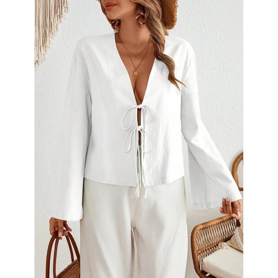 INS Style Cotton V-Neck Top