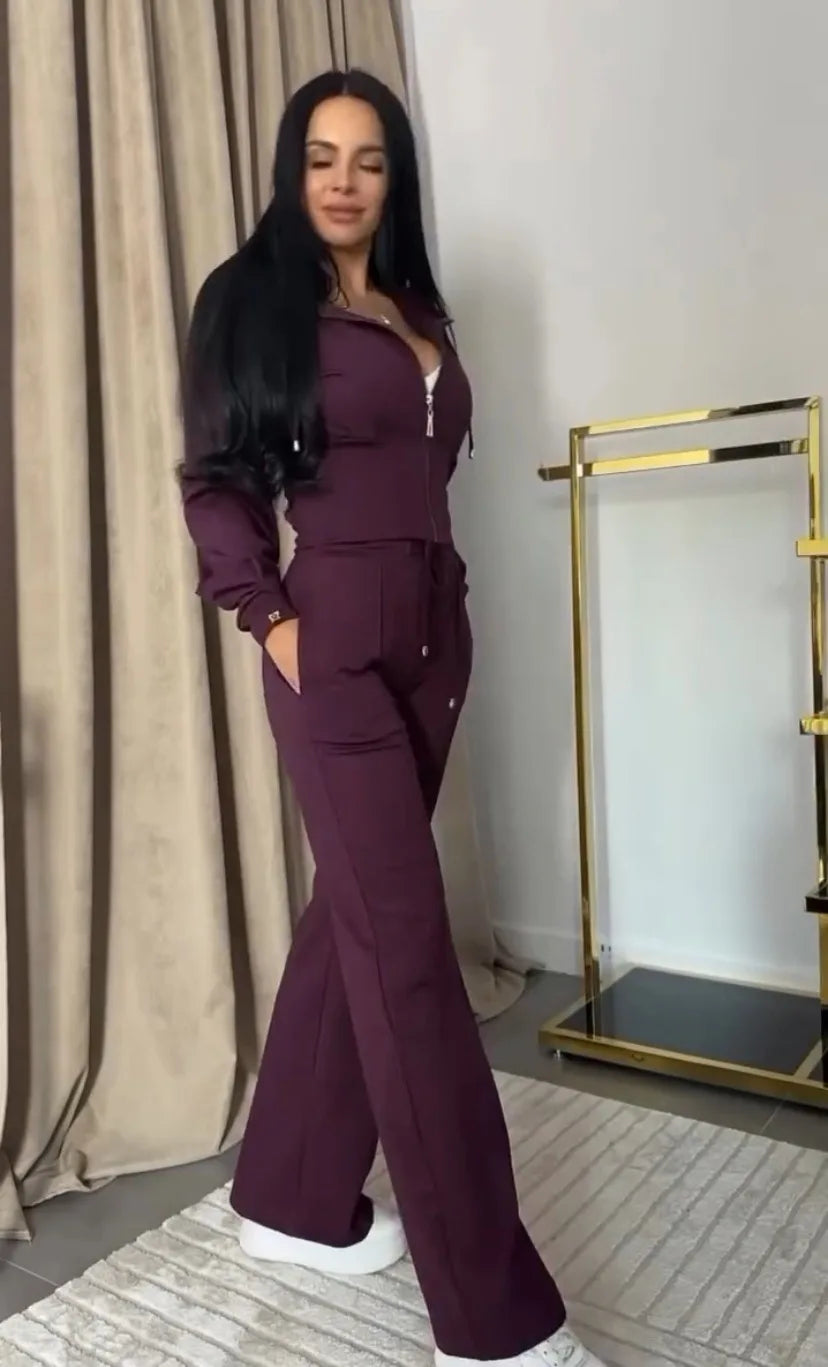 Hooded Zipper Sweatsuit Set