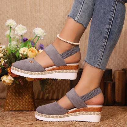 Handmade Linen Wedge Sandals
