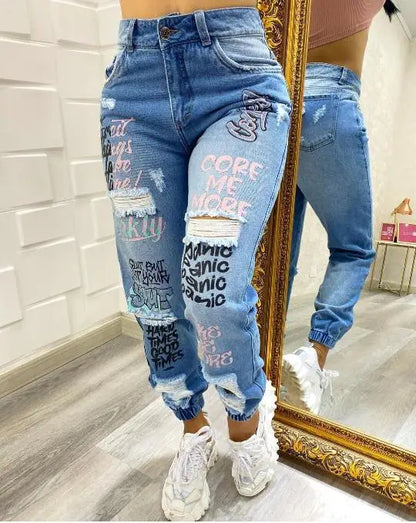 Stylish Ripped Denim Slim Fit Jeans