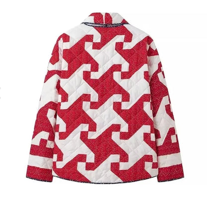 Crimson Geo Cozy Cotton Parka