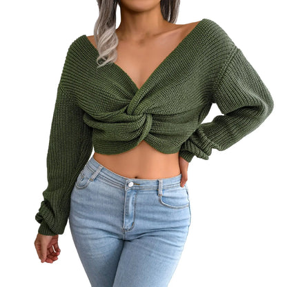 Twist Luxe V-Neck Crop Sweater