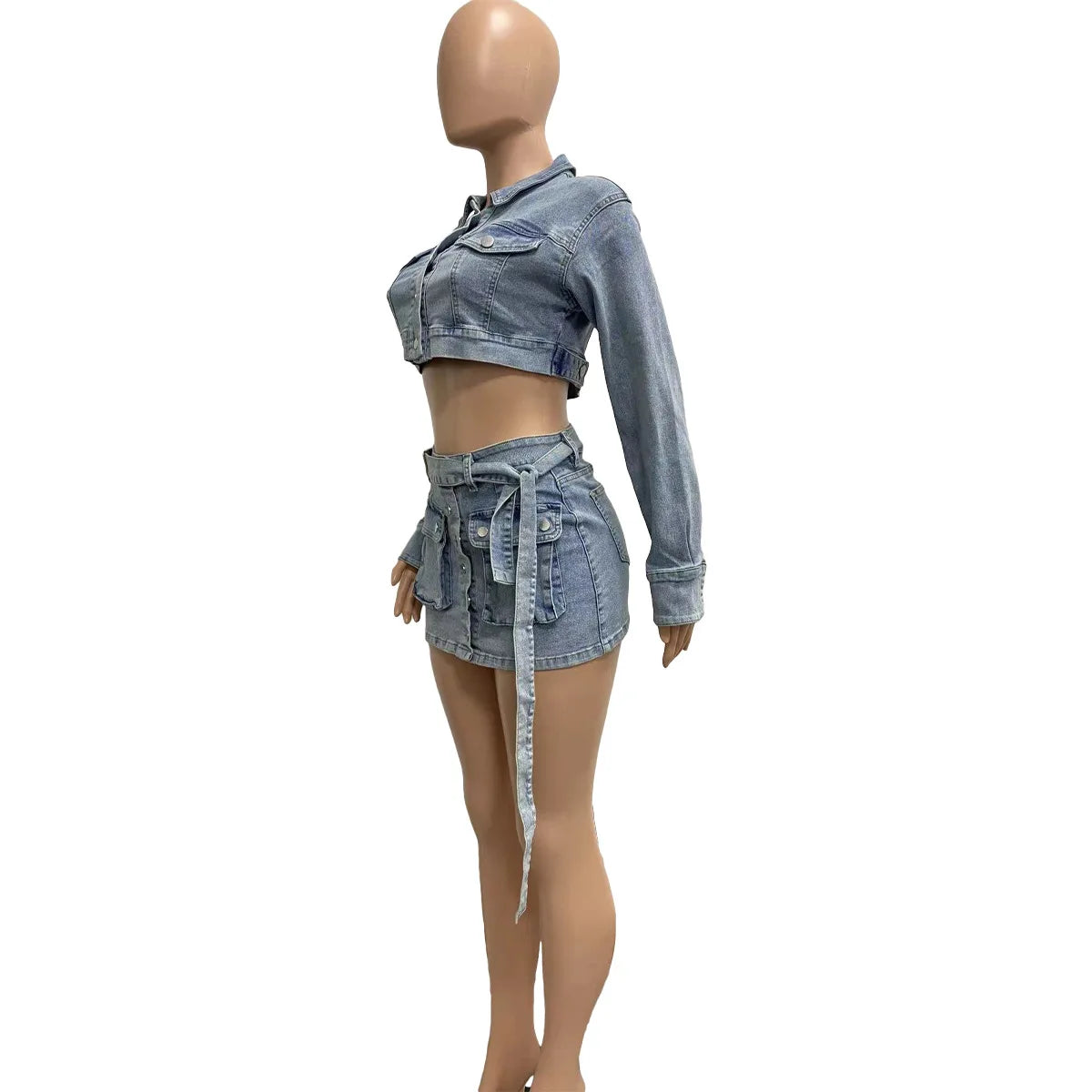 Indigo Muse Denim Mini Skirt Set