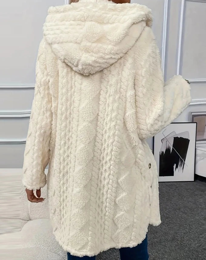 Stylish Hooded Plush Cardigan Jacket