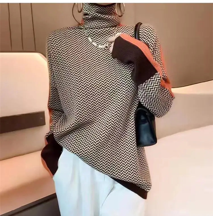 Women Knitted Turtleneck Sweate Effortless Style
