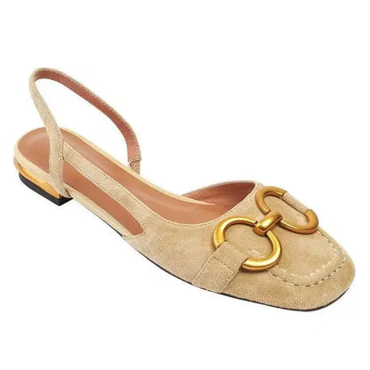 Retro Suede Slingback Office Flats