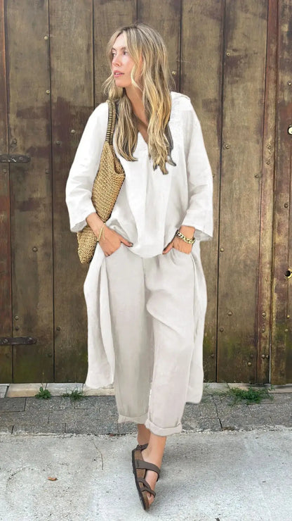 Modern Grace V-Neck Pants Set