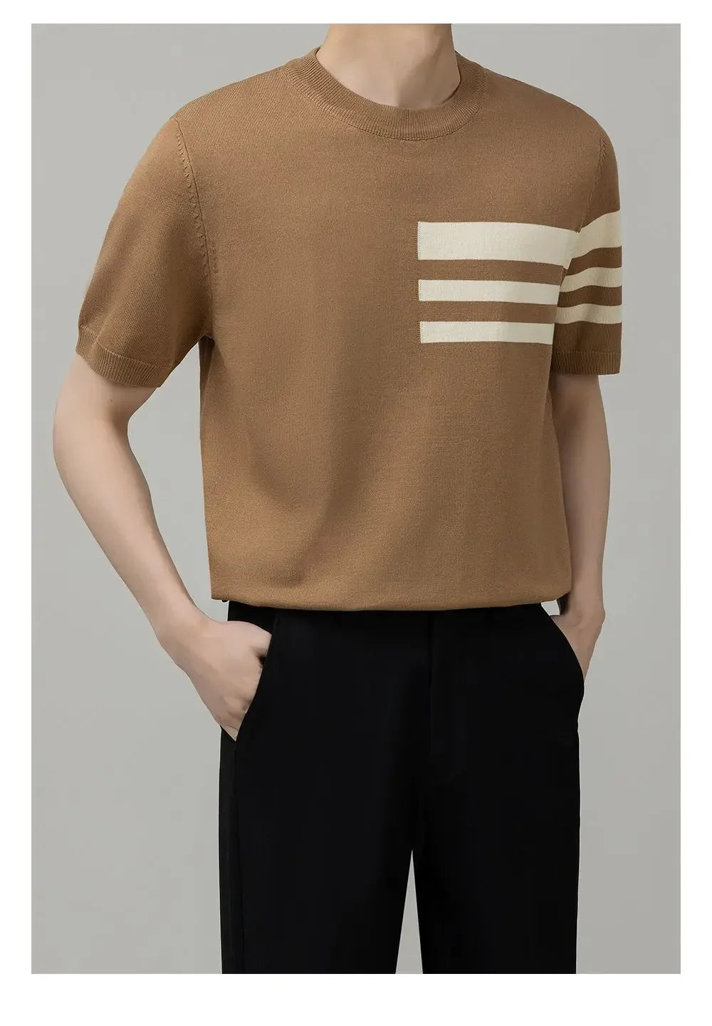 British Style Color-Block Knit Tee