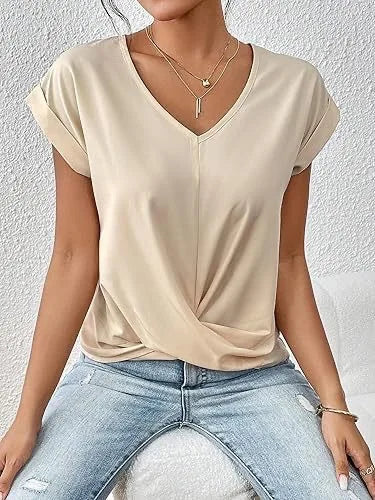 Irregular Knot V-Neck Tee