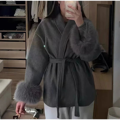 Luxury Woolen Fur Jacket