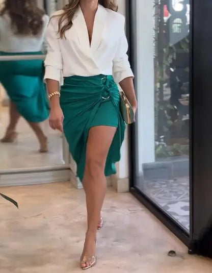 Chic V-Neck Two Piece Set