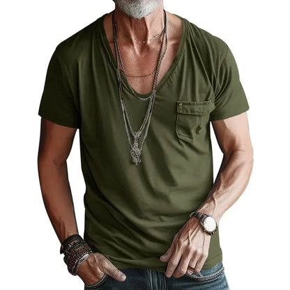 Men’s U-Neck Solid Casual T-Shirt