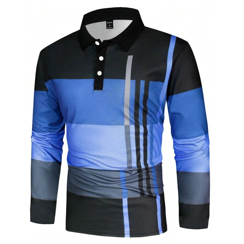 Colorblock Long Sleeve Polo Shirt