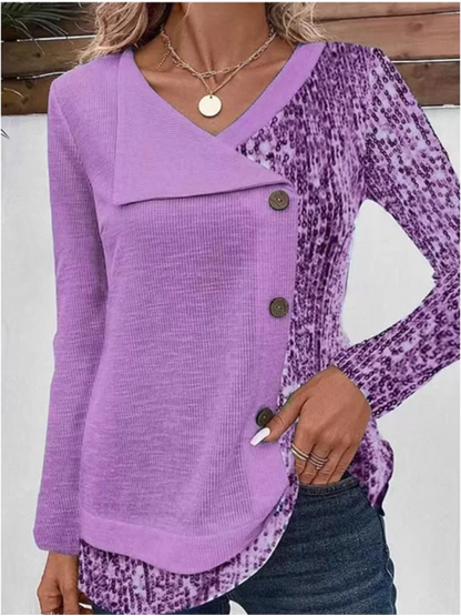 Vibe Stripe V-Neck Button Tee