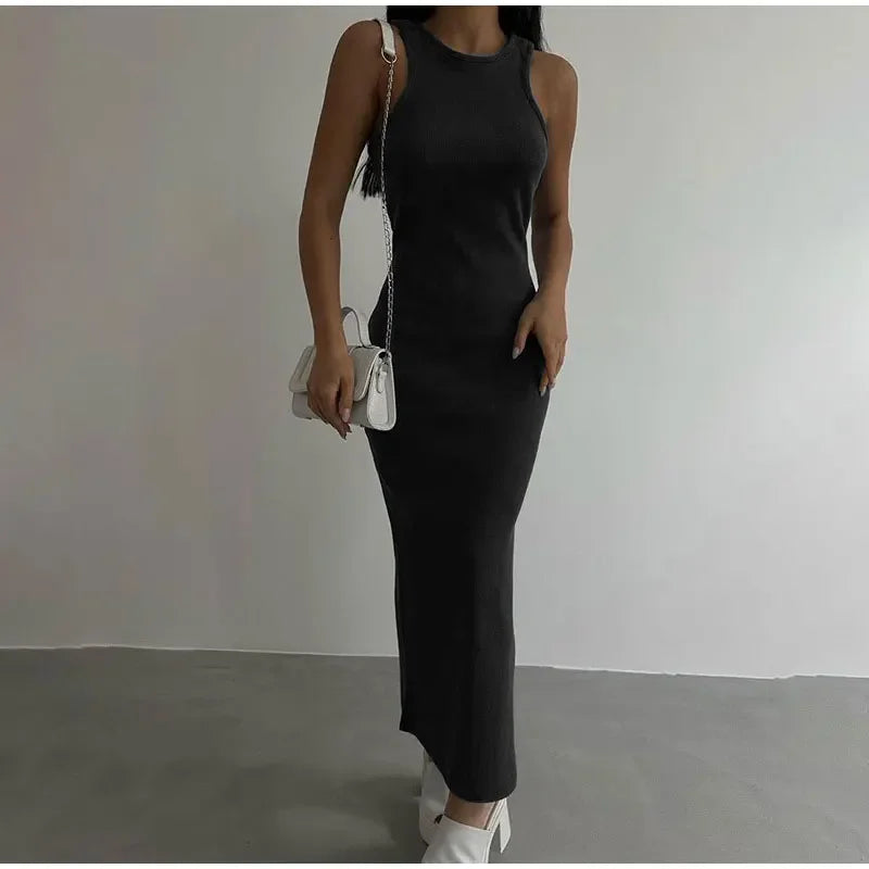 SculptKnit Sleeveless Split Midi Dress