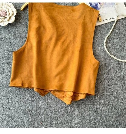 Retro Khaki Embroidered Travel Vest